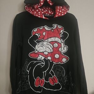 Disney Black Hoodie with Red Minnie Mouse Design